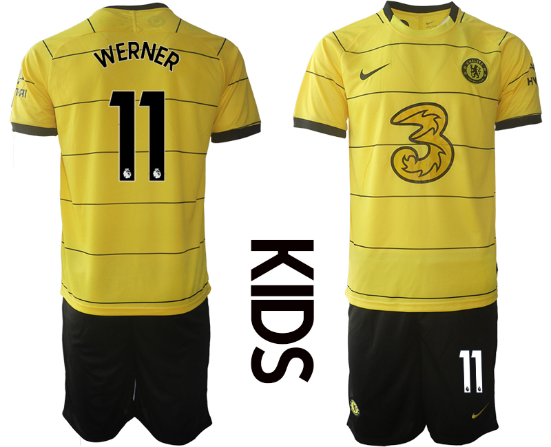 Youth 2021-2022 Club Chelsea away yellow #11 Soccer Jersey